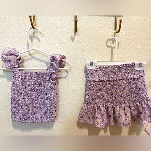 Cute 2piece floral flutter skirt outfit